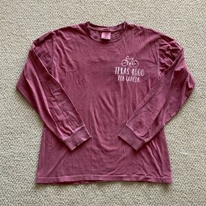 Comfort Colors Texas 4000 for Cancer Maroon Long Sleeve T-Shirt Size Medium EUC